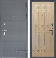 Входная металлическая дверь Лира 3К Брасс (Графит софт / Беленый дуб)
