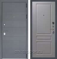 Входная металлическая дверь Лира 3К Стокгольм (Графит софт / Эмаль светло-серая)