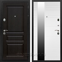 Входная металлическая дверь Армада Премиум Н с зеркалом ФЛЗ-Сити  (Венге / Белый матовый)