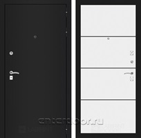 Входная металлическая дверь Лабиринт Классик 25 (Шагрень черная / Белый софт)