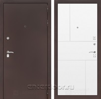 Входная металлическая дверь Лабиринт Классик 21 (Антик медный / Белый софт)