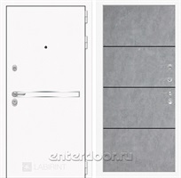 Входная металлическая дверь Лабиринт Line White 25 (Шагрень белая / Бетон светлый)
