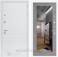 Входная металлическая дверь Лабиринт Трендо 18 зеркало (Белый камень / Бетон светлый)