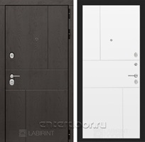 Входная металлическая дверь Лабиринт Урбан 21 (Дуб горький шоколад / Белый софт)
