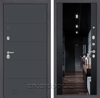 Входная металлическая дверь Лабиринт Арт с зеркалом Максимум (Графит софт / Черный кварц)