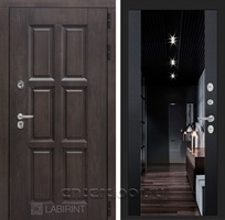 Уличная дверь Лабиринт Лондон Термо с зеркалом Максимум (Винорит Алмон 28 / Черный кварц)