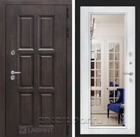 Уличная дверь Лабиринт Лондон Термо с зеркалом Фацет (Винорит Алмон 28 / Белый софт)
