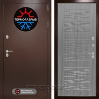 Уличная металлическая дверь Лабиринт Термо Магнит 06 (Антик медный / Сандал серый)