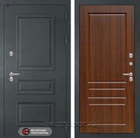 Уличная металлическая дверь с терморазрывом Лабиринт ATLANTIC 03 (Графитовый серый / Орех бренди)