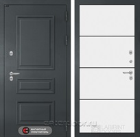 Уличная металлическая дверь с терморазрывом Лабиринт ATLANTIC 25 (Графитовый серый / Белый софт)