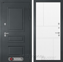 Уличная металлическая дверь с терморазрывом Лабиринт ATLANTIC 21 (Графитовый серый / Белый софт)