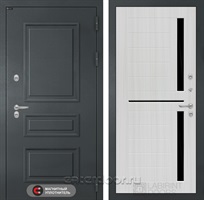 Уличная металлическая дверь с терморазрывом Лабиринт ATLANTIC 02 (Графитовый серый / Сандал белый)
