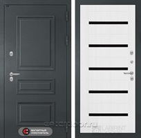 Уличная металлическая дверь с терморазрывом Лабиринт ATLANTIC 01 (Графитовый серый / Белое дерево)