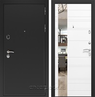 Входная металлическая дверь Персона Евро-2 с зеркалом ФЛЗ-41 (Чёрный муар / Силк сноу)