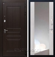Входная стальная дверь Интекрон Брайтон с зеркалом ФЛЗ-156 (Тиковое дерево / Сосна белая)