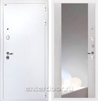 Входная стальная дверь Интекрон Колизей White с зеркалом ФЛЗ-156 (Белая шагрень / Сосна белая)