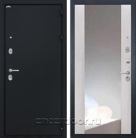 Входная металлическая дверь Интекрон Греция с зеркалом ФЛЗ-156 (Чёрный шелк / Сосна белая)