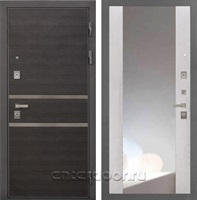 Входная металлическая дверь Интекрон Неаполь с зеркалом ФЛЗ-156 (Лен Сильвер / Сосна белая)