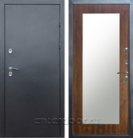 Входная дверь с терморазрывом Снегирь 3К с зеркалом Триумф (Серебро / Дуб)