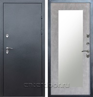 Уличная входная дверь с терморазрывом Термо Сибирь 3К зеркало Триумф (Серебро / Бетон светлый)