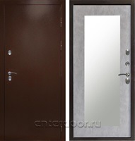 Входная дверь с терморазрывом Снегирь 3К с зеркалом Триумф (Антик медь / Бетон светлый)