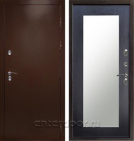 Входная дверь с терморазрывом Снегирь 3К с зеркалом Триумф (Антик медь / Венге)