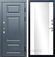 Входная дверь с терморазрывом Премиум 3К с зеркалом СБ-16 (Грей / Белый софт)
