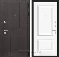 Входная металлическая дверь Лабиринт Урбан 26 (Дуб горький шоколад / Эмаль белая RAL 9003)