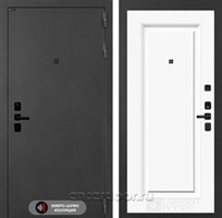 Входная металлическая дверь Лабиринт Acustic 27 (Муар серый / Эмаль белая RAL 9003)
