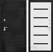 Входная металлическая дверь Лабиринт Пазл 01 (Лофт черный / Белое дерево)