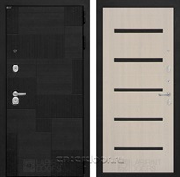 Входная металлическая дверь Лабиринт Пазл 01 (Лофт черный / Беленый дуб)