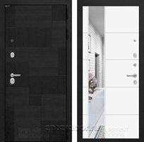 Входная металлическая дверь Лабиринт Пазл Зеркало 19 (Лофт черный / Белый софт)