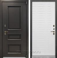 Уличная входная дверь с терморазрывом Лекс Термо Айсберг №36 (Муар коричневый / Ясень белый)