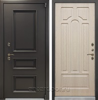 Уличная входная дверь с терморазрывом Лекс Термо Айсберг №25 (Муар коричневый / Беленый дуб)
