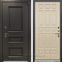 Уличная входная дверь с терморазрывом Лекс Термо Айсберг №28 (Муар коричневый / Беленый дуб)