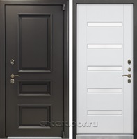 Уличная входная дверь с терморазрывом Лекс Термо Айсберг №34 (Муар коричневый / Ясень белый)
