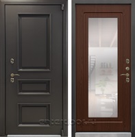 Уличная входная дверь с терморазрывом Лекс Термо Айсберг с зеркалом №30 (Муар коричневый / Береза мореная)