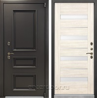 Уличная входная дверь с терморазрывом Лекс Термо Айсберг №46 (Муар коричневый / Беленый дуб)