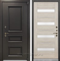 Уличная входная дверь с терморазрывом Лекс Термо Айсберг №48 (Муар коричневый / Ясень кремовый)