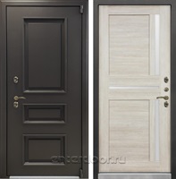 Уличная входная дверь с терморазрывом Лекс Термо Айсберг №49 (Муар коричневый / Ясень кремовый)