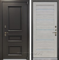 Уличная входная дверь с терморазрывом Лекс Термо Айсберг №66 (Муар коричневый / Ясень кремовый)