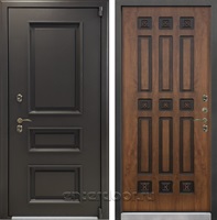 Уличная входная дверь с терморазрывом Лекс Термо Айсберг №33 (Муар коричневый / Голден патина черная)