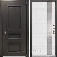 Уличная входная дверь с терморазрывом Лекс Термо Айсберг №52 (Муар коричневый / Беленый дуб)