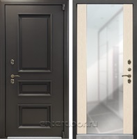 Уличная входная дверь с терморазрывом Лекс Термо Айсберг зеркало №45 (Муар коричневый / Беленый дуб)