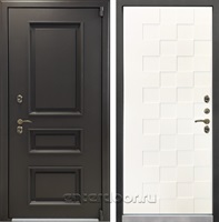 Уличная входная дверь с терморазрывом Лекс Термо Айсберг №71 (Муар коричневый / Шагрень белая)