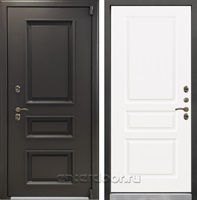 Уличная входная дверь с терморазрывом Лекс Термо Айсберг №94 (Муар коричневый / Софт белый снег)