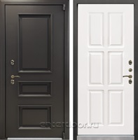 Уличная входная дверь с терморазрывом Лекс Термо Айсберг №85 (Муар коричневый / Софт белый снег)