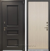 Уличная входная дверь с терморазрывом Лекс Термо Айсберг №1 (Муар коричневый / Беленый дуб)