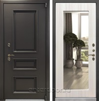 Уличная входная дверь с терморазрывом Лекс Термо Айсберг с зеркалом №37.1 (Муар коричневый / Сандал белый)