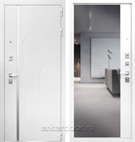 Входная металлическая дверь АСД Эверест с зеркалом (Белый матовый / Белый матовый)